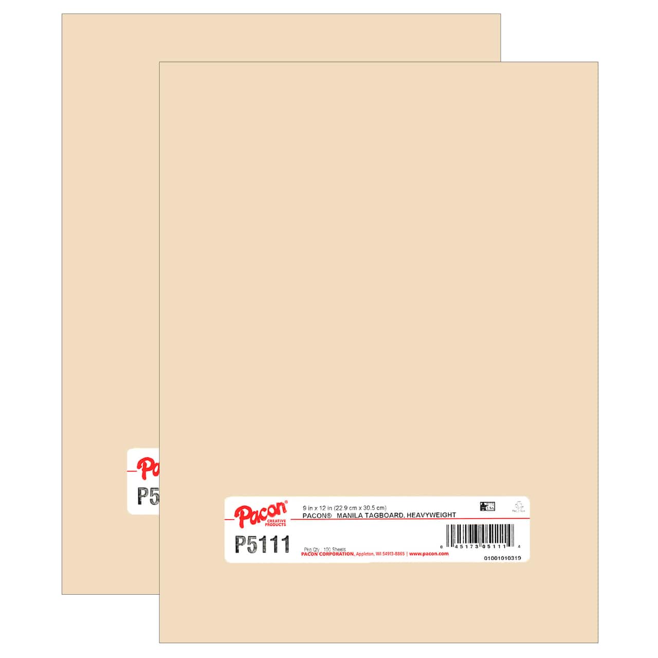 Pacon® Manila Heavyweight Tagboard, 2 Packs of 100